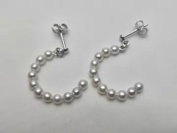 담수 진주 브라 귀걸이 3.0-3.5mm 화이트 핑크 계열 색상 실버제