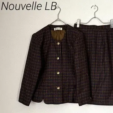 Nouvelle LB 셋업 자켓 스커트 모 100% 체크 무늬