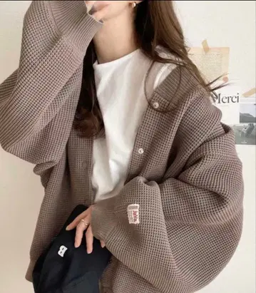 [ 새상품급 ] Java 콜라보 모카 와플지 가디건 오버 사이즈 M