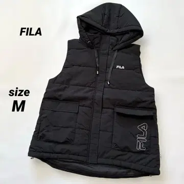 미사용 새상품 FILA 후드 부착 블랙 다운 베스트 M 여성용