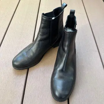 [ 미사용 ] ing 사이드 고어 숏부츠 천연 가죽 블랙 24.0