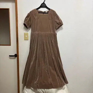 스트릿 오르간 브라운 반팔 롱 원피스