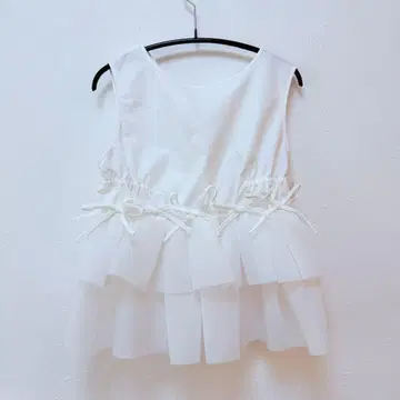 Rosy Monster 시라타마 리본 튤 플레어 튜닉