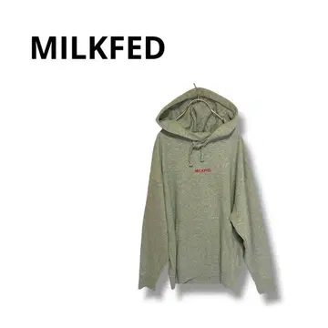 [밀크페도] 후드티 긴팔 루즈핏 로고 자수 캐주얼 그레이 M