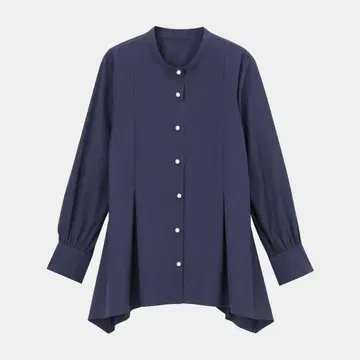 PLST 펄 버튼 페플럼 셔츠 네이비 S 사이즈