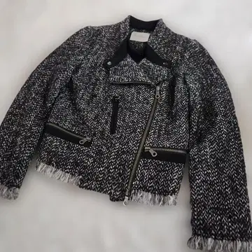 트위드 자켓 라이더스 M black mouton 블랙