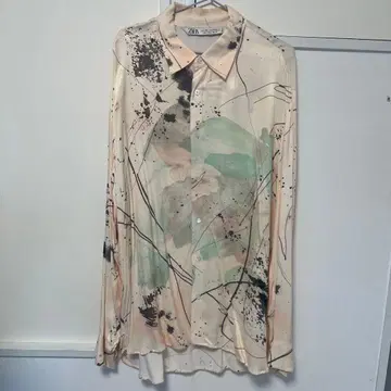 ZARA 추상 아트 프린트 긴팔 셔츠 L