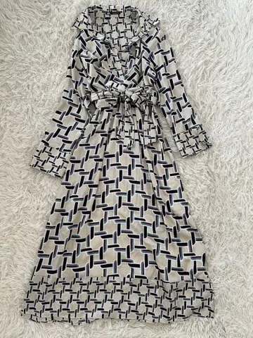 ZARA 새틴 원피스 허리 리본 올 패턴