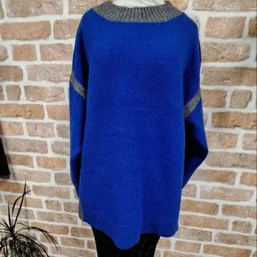 [ 밑단 슬릿 포함 ] 배색 카노코 편직 니트 풀오버