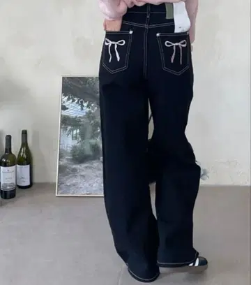 by muni:r 자수 리본 포켓 팬츠 여성용 바지