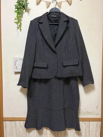 블랙과 화이트 도트 무늬 스커트 수트 17호 빅 사이즈 오버 사이즈