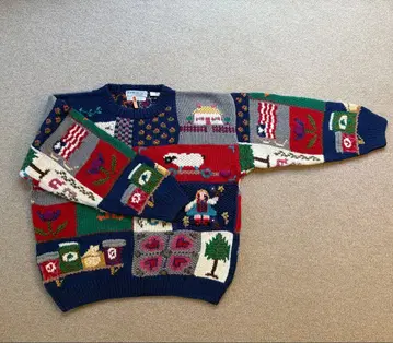 NORTHERN ISLES 패치워크풍 니트 핸드메이드 구제 의류 캐나다