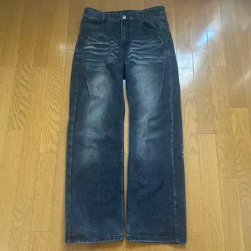 블랙 데님 스트레이트 데님 블랙