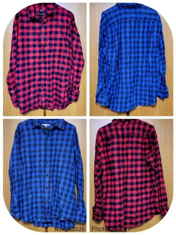 유니클로 체크 플란넬 셔츠 남성용