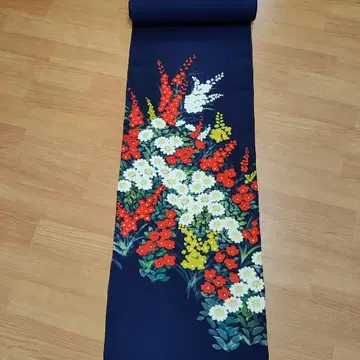 꽃무늬 네이비 기모노 옷감 순수 실크