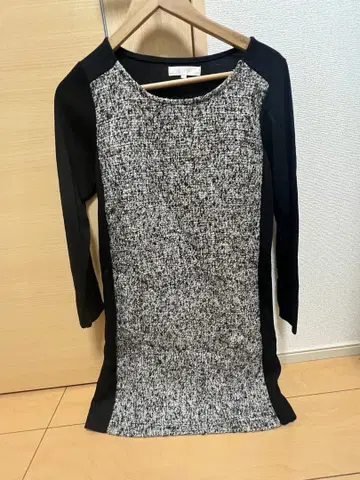 트위드 디자인 긴팔 원피스