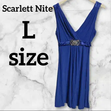 스칼렛 나이트 [ L ] 파랑 블루 슬리브리스 원피스 무지