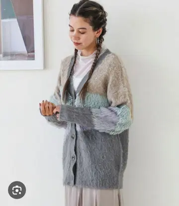 BAYFLOW 뉴앙스 패턴 니트 가디건 F