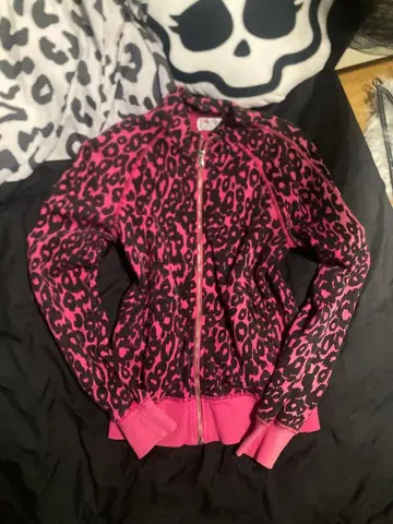 레오파드 무늬 풀 집업 후드티 레오파드 그런지 헤이세이 갸루 y2k