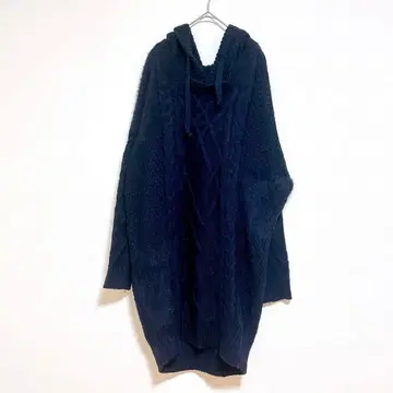 니트 원피스 무릎 기장 긴팔 후드티 LL 네이비 빅 사이즈 가을 겨울