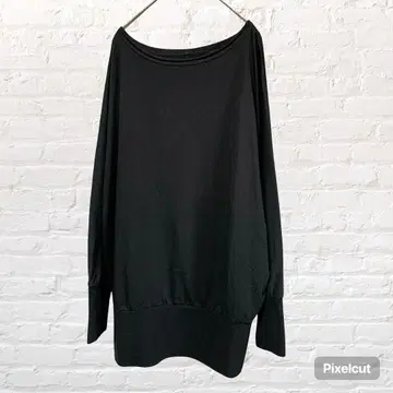 12237 누아르 라벨 돌먼 슬리브 튜닉 블랙 루즈핏 구제 의류