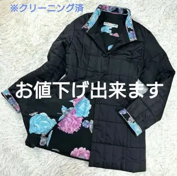 레오나르 스포츠 퀼팅 코트 충전솜 보석 꽃무늬 40