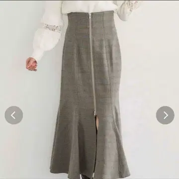 머큐리 듀오 프론트 지퍼 머메이드 롱 스커트 글렌체크