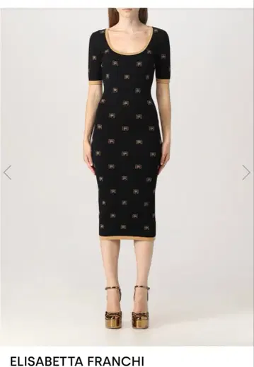 ELISABETTA FRANCHI 드레스 니트 원피스 올 패턴 블랙