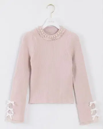 에블린 소매 리본 리브 니트 evelyn