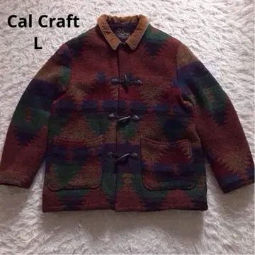 90s cal craft USA 네이티브 무늬 남성용 더플 코트 L