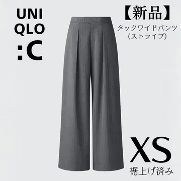 [택 포함 새상품] UNIQLO:C 턱 와이드 팬츠 (스트라이프) XS