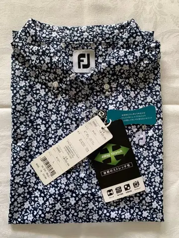 FJ 네이비 꽃무늬 반팔 셔츠