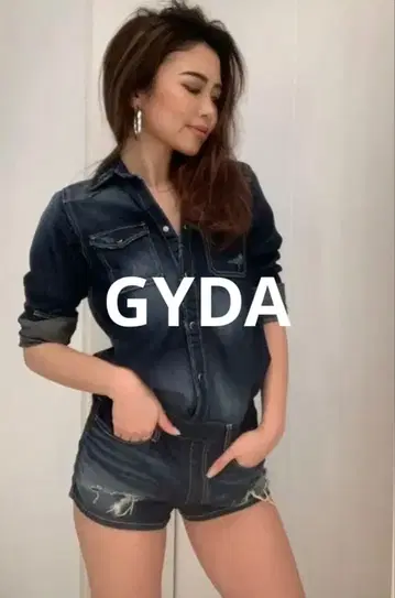 GYDA 데미지 웨스턴 데님 올인원