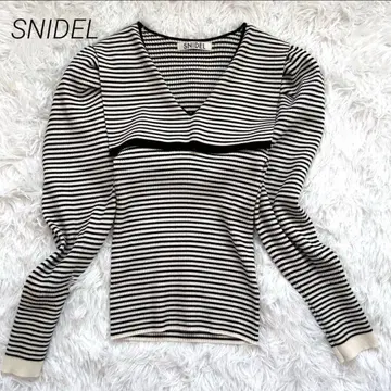 스나이델 스퀘어 칼라 니트 풀오버 보더 snidel 스웨터