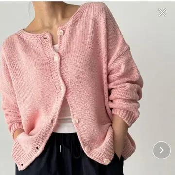 EL mar 크루넥 가디건 핑크