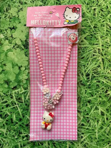 산리오 키티 레트로 한국 비즈 목걸이 꽃 레어 1996