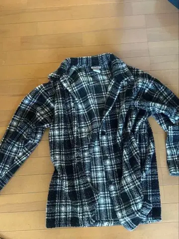 CENZA 플리스 자켓 체크 무늬