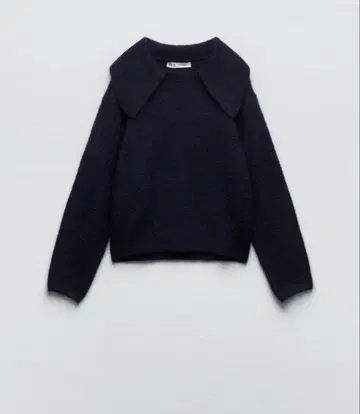 ZARA 네이비 카라 부착 니트