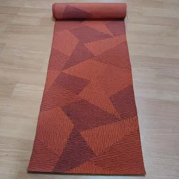 오렌지 계열 기하학 패턴 기모노 옷감 순수 실크