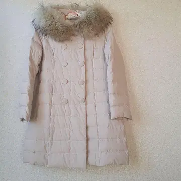 다운 코트 베이지 더블 버튼 퍼 포함 L 사이즈