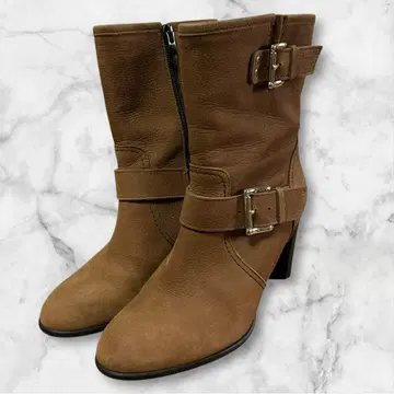 다이애나 더블 벨트 사이드 지퍼 부츠 브라운 23.0cm