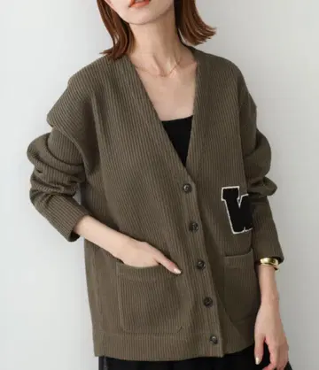 컨디션 최상 슬로브 이에나 칼리지 가디건 루즈핏 로고