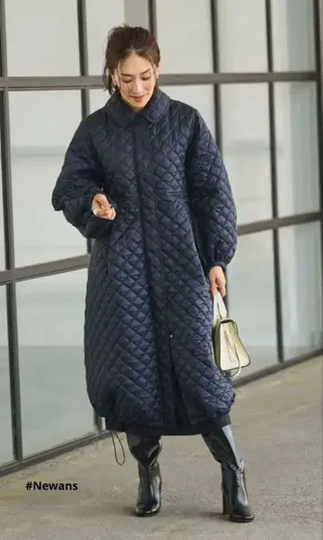 #Newans 카메쿄코 씨 콜라보 퀼팅 롱 코트