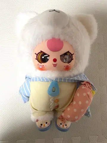 babythree 400% 화이트 곰 봉제 인형 후드 부착