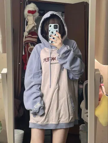 후드티 면 오버 사이즈 자수 로고 후디