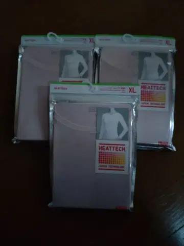 유니클로 히트텍 쿨넥 T 긴팔 XL 사이즈 3장 세트 핑크