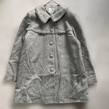 opti 그레이 울 코트 프릴 옷깃