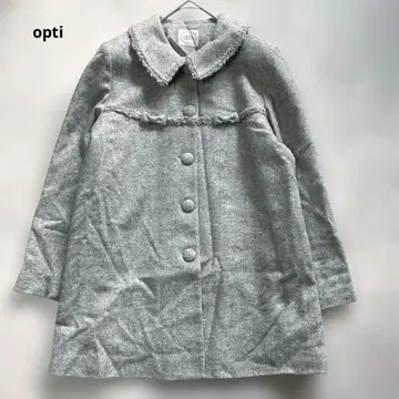 opti 그레이 울 코트 프릴 옷깃