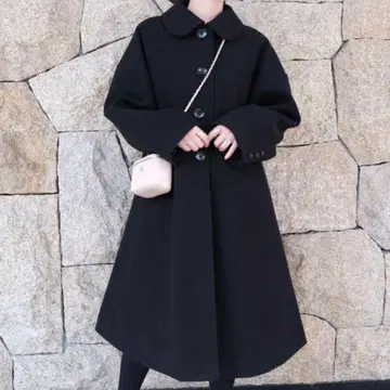 unminou 라운드 칼라 코트 블랙