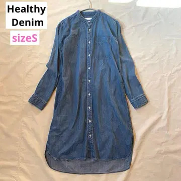 헬시 데님 밴드 카라 셔츠 원피스 블루 계열 사이즈 S